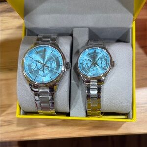 Invicta Silver and Light Blue Watch Pair